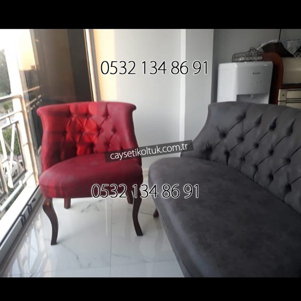 Antrasit, Gri, Füme, Kırmızı Bordo Çay Seti Koltuk