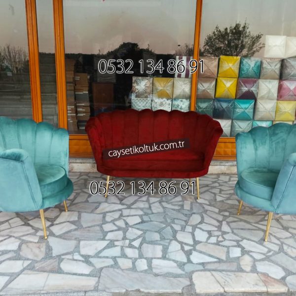 turkuaz Bordo Papatya çay seti koltuk takımı concept tasarımlar